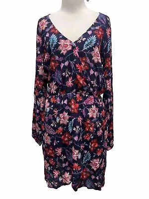 Nadine West & Harmony Women’s Size L Long Sleeve Floral Faux Wrap Dress NWT • $13.99