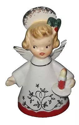 Vintage Napco Christmas Angel Bell Holding Candle Japan National Potteries • $75