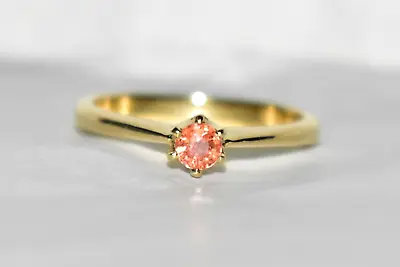 Mandarin Garnet Ring Solid 9ct Gold Natural Orange Solitaire Engagement Ring N/7 • $228.13