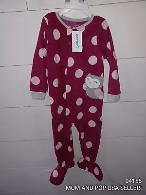 NWT Carter's Owl Fleece Footed Pajamas 2T Toddler Girl Pokadot Msrp $20 Winter • $6