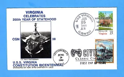 USS Virginia CGN-38 Scott 2345 Virginia & Scott 2975a 32c Monitor & Virginia FDC • $5.99