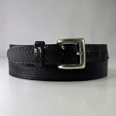 Black Braid Embossed Leather Belt - Made In USA - Men's Size 38/95 • $13.60