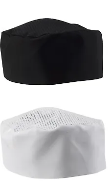 Mesh Top Skull Cap Professional Catering Chef Hat Black White Pack 1 Or 5 • £3.99