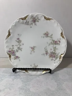 Limoges France A. Lanternier 8 1/2 Plate - Floral - Vintage Porcelain Scalloped • $17.99