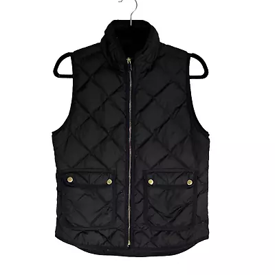 J.Crew Women's Black Sleeveless Stand Collar Excursion Quilted Vest Size XS • $32