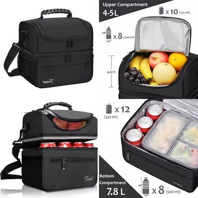 Insulated Lunch Bag Box For Women Men Thermos Cooler Hot Cold Adult Tote Food • $19.99