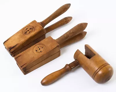 Lot Of 3 Antique Primitive Wood Kitchen Tools Garlic Press Screw Handle Crusher • $104.99