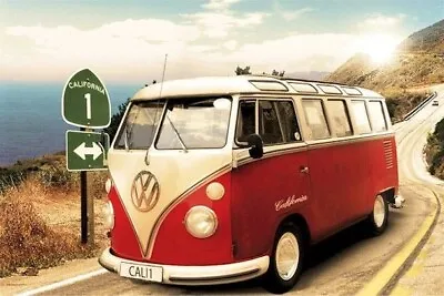 VOLKSWAGEN POSTER ~ ROUTE 1 CAMPER 24x36 Autos VW Volkswagon California 0355 • $6.80