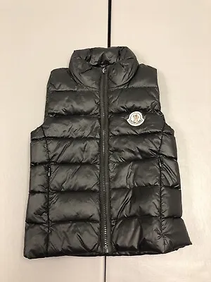 Moncler Youth Vest Jacket Puffer Sleeveless Full Zip Pocket Patch Ghany Black M • $227.95