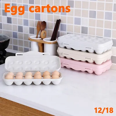 Egg Holder Boxes Tray Storage Box Eggs Refrigerator Container Plastic Case • £5.55