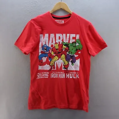 Marvel T Shirt Small Red Hulk Iron Man Captain America Graphic Cotton Mens • £8.09
