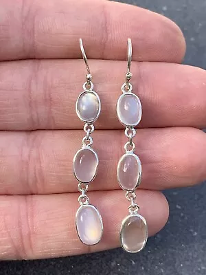 Silver Moonstone Drop Dangling Earrings 925 • $16.80