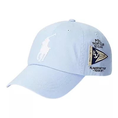 POLO Ralph Lauren Big Pony Yacht Club Twill Baseball Cap Hat Adjustable Blue • $64.40