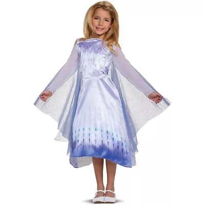 Elsa Classic Girls Size S 4/6X Costume Dress Cape Disney Frozen 2 Snow Queen • $25.43