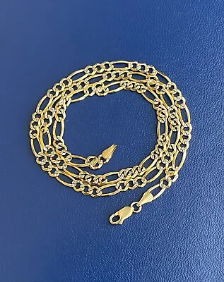 14K Solid Yellow & White Gold Figaro Chain Necklace For Men 22-inch • $1250