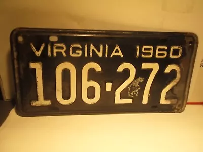 $20 • Buy 1960 60 Virginia Va License Plate Tag #106-272