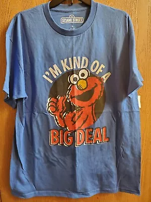 NWT Size L Large Mens Sesame Street Elmo I'm Kind Of A Big Deal Blue T Shirt • $17.99