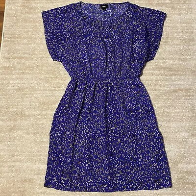 Mossimo Women’s Blue Purple Gold Dress-size Lg Elastic Waist With Pockets • $14.90