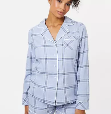 Jack Wills Flannel Pyjama Top Womens Blue Size UK 12 #REF164 • £14.99