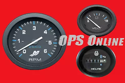 Mercury Outboard Analog Gauge Set Black - 6K Tachometer Volt Hour • $150.60