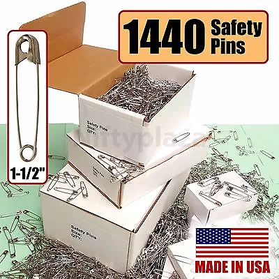 Lot Large Safety Pins 1440 Size 1-1/2  Rust Proof Clothes Leather Crafts New • $28.19