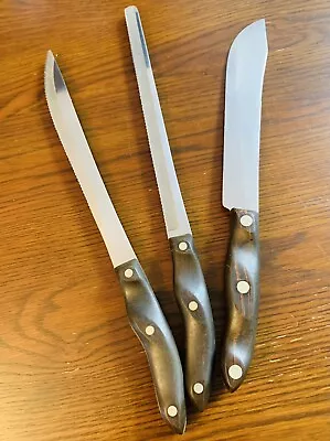 VTG USA Cutco Knife Lot Of 3 No 1022 1023 1024 Brown Swirl Handle MADE IN USA • $49.99