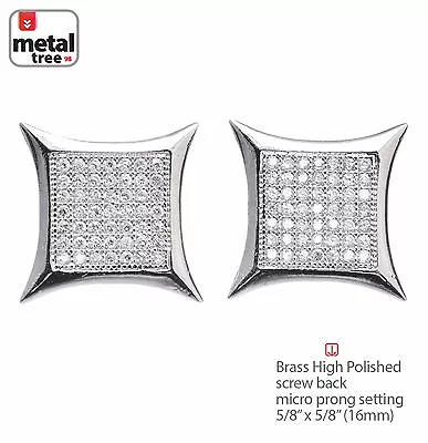 Men's Fashion Kite Silver Plated Micro Pave CZ Setting Screw Back Earrings 935 S • $13.99