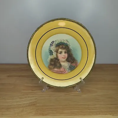 Flue Cover Victorian Girl Blonde Blue Eyes Curls  Gold Gilt Frame NO Chain VTG • $20.79