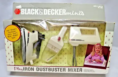 Black & Decker Minis Toy Hand Vacuum & Hand Iron & Mixer For Play Vintage 1988 • $18.48