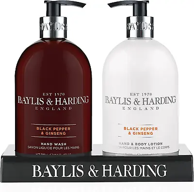 £11.31 • Buy Baylis & Harding Black Pepper And Ginseng Hand Wash And Lotion Set - Vegan