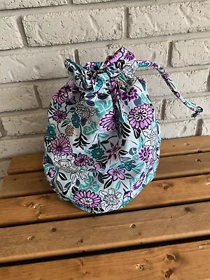 Vera Bradley Cinch Make Up Bag Purple Turquoise Floral • $12