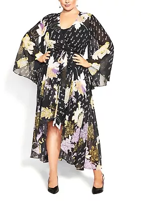 CITY CHIC Maya Maxi Dress In Black Plus Size Small/16 NWT [RRP $149.95] • $50