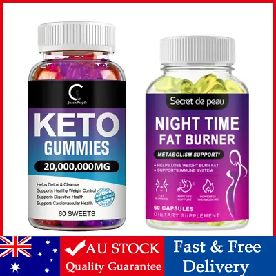 Keto ACV Gummies Advanced Ketone Weight Loss Night Time Fat Burner Supplement • $22.99