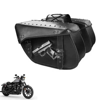 Fits For Harley Softail VROD Saddle Bag Tool Side Bag Storage Luggage PU Leather • $72.28