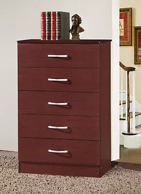 Hodedah Hi5Dr Mahogany 5 Drawer Chest • $99.90