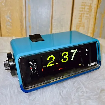 VINTAGE CITIZEN Blue Flip Alarm Clock 5RD025 JAPAN Space Age Made In Japan • $112.99