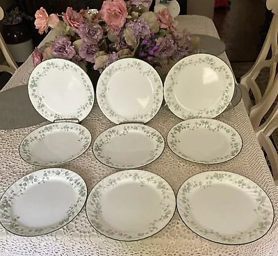 $19.99 • Buy Set Of  9 Vintage 1990's Corelle Callaway Ivy Swirl Rim Dinner Plates 10 1/4 