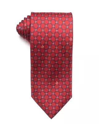 Dunhill London $215 New Red Blue Geometric Print Silk Tie 3.2” Made In Italy • $41.21