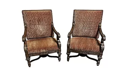 Marge Carson Rinaldi Lounge Chairs - A Pair - Beautiful Rust Color! • $3295