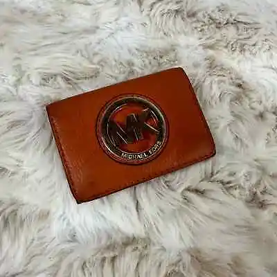 Michael Kors Card Holder Wallet Orange Leather • $25