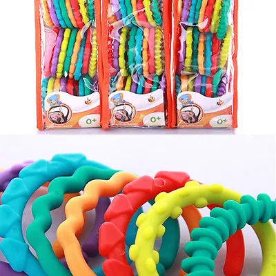 Rainbow Teether Ring Links Plastic Baby Kids Infant Stroller Gym Play Mat Toys R • £1.56