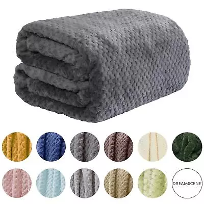 Dreamscene Luxury Popcorn Waffle Blanket Large Warm Fleece Throw Over Bed Travel • £11.99