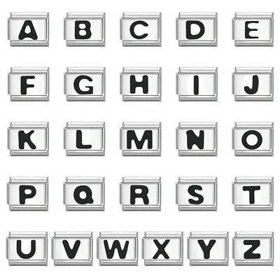 Silver Black Italian Charm Letter For Bracelet A To Z Alphabet Letters Link Uk • £2.69