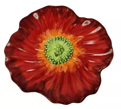 Mum Florals By Maxcera Red Poppy Flower Shape Salad Plate 8 In.  • $35.18