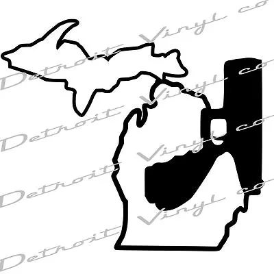 Michigan Holding Gun W/ UP  Murder Mitten Michigan Pistol Decal Sticker 6 X6  • $4.50