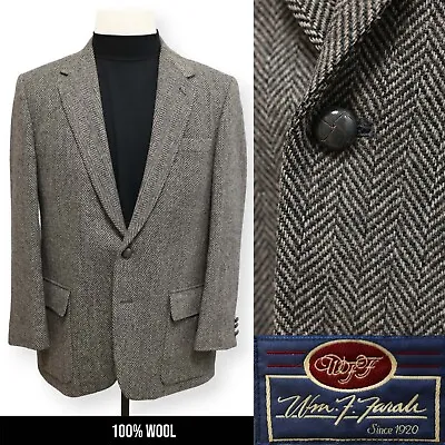 VINTAGE TWEED FARAH Mens Gray Herringbone Sport Coat Suit Jacket Blazer 42 R • $49.99