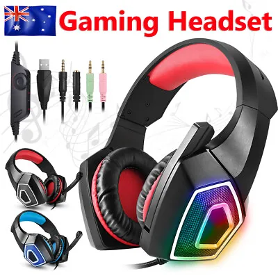 Gaming Headset MIC Stereo Surround LED Headphones For PC Mac Laptop PS4 Xbox One • $27.45