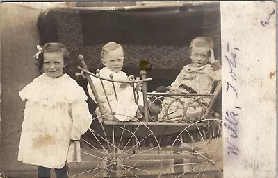 RPPC Kennewick MA Wills Children Stroller 1906 Beaudette Mendola MN Postcard V11 • $18.95