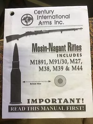 Small Fold-Out Manual For Mosin-Nagant Rifles (Several Models) By Century Arms • $7.75