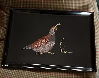 Vintage Couroc Monterey Quail Pheasant Brass Inlay Serving Tray   MCM • $45